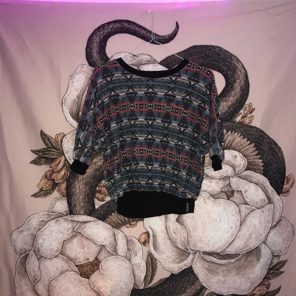 native print sweater / short sleeved - Picture 2 of 2
